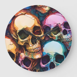 Funky Totenköpfe Große Wanduhr