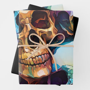 Funky Totenschädel Geschenkpapier Set