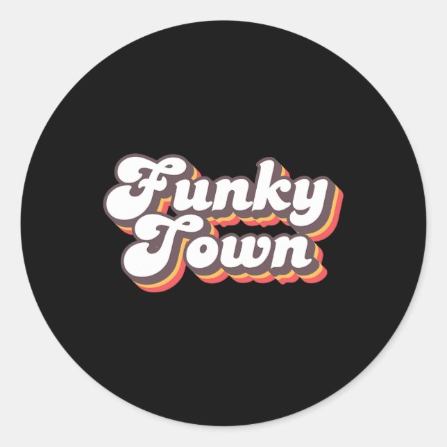 Funky Town Roller Disco Outfit Retro 70er Kostüm F Runder Aufkleber (Vorderseite)