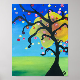 Funky Tree of Life Akryllic Painting Poster