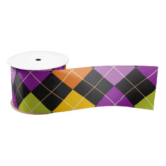 Funky Trendy Retro abstraktes Halloween-Muster Satinband