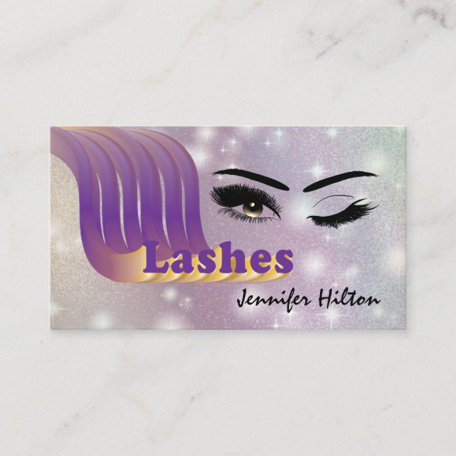 Funky trendy Retro farbenfrohe Lashes Logo Visitenkarte (Vorderseite)