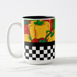 Funky Tri farbige Paprikaschoten und Checkerboard Zweifarbige Tasse