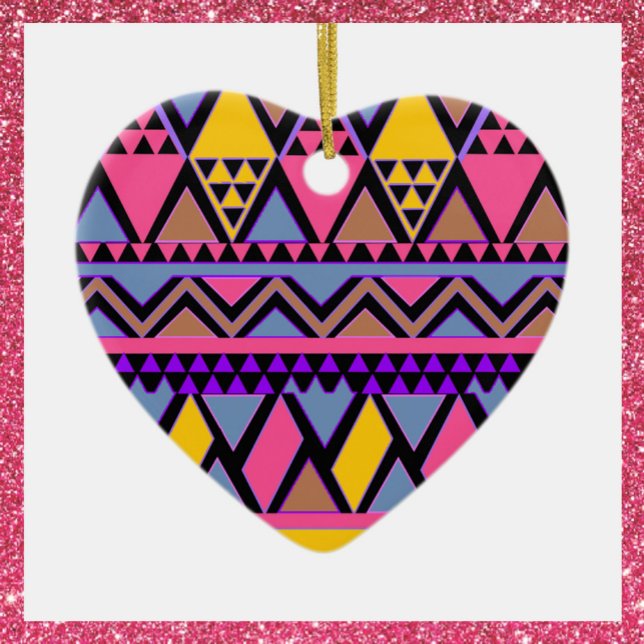 Funky Tribal farbenfroh rosa und gelb Keramik Ornament (Von Creator hochgeladen)