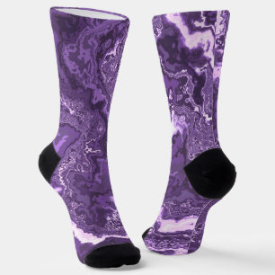 Funky Trippy Boho Hippie monochrome lila Marmor Socken