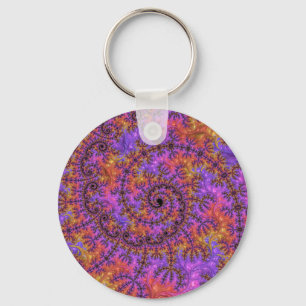 Funky Trippy Bunt Lebendig Spiralförmig Fraktal Schlüsselanhänger