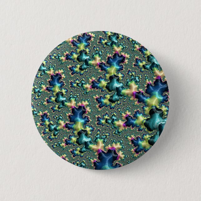 Funky Trippy Eclectic Boho Hippie Abstraktes Frakt Button (Vorderseite)