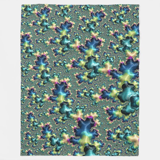 Funky Trippy Eclectic Boho Hippie Abstraktes Frakt Fleecedecke (Vorderseite)