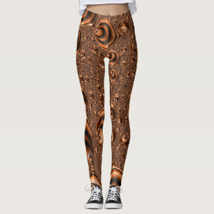 Funky Trippy Spiralförmige Orange Schwarze Fraktal Leggings