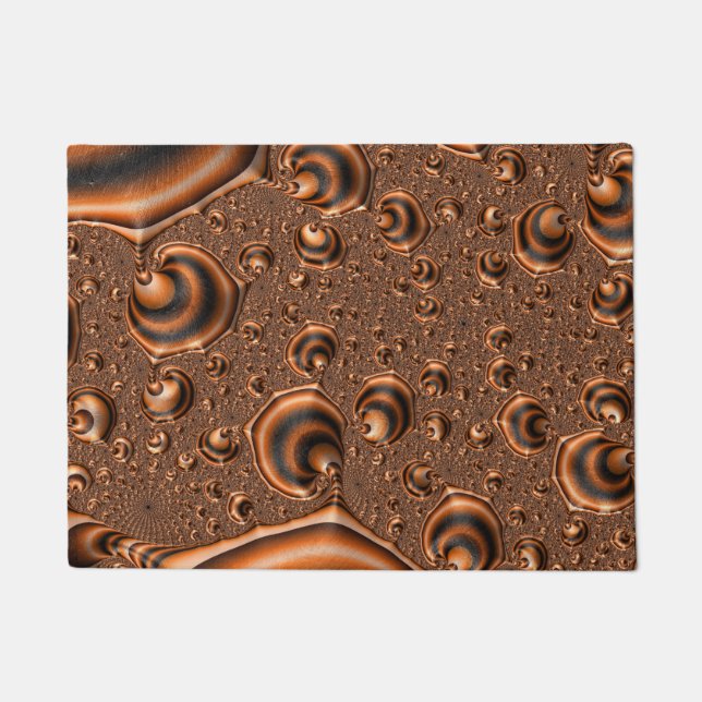 Funky Trippy Spiraling Orange Black Fraktal Art Fußmatte (Vorderseite)