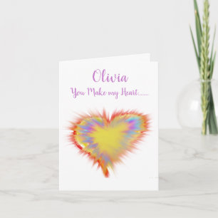 Funky Trippy Valentinstag Kunst Liebe Herz Name Feiertagskarte