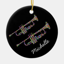 Funky Trompete persönlicher Name schwarz und rosa Keramik Ornament