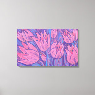 Funky Tulips Spring Flowers Blumenpastellfarben Leinwanddruck