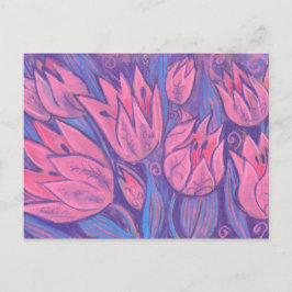 Funky Tulips Spring Flowers Blumenpastellfarben Postkarte