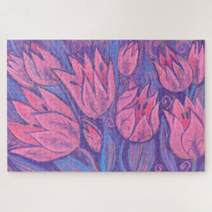 Funky Tulips Spring Flowers Blumenpastellfarben Puzzle