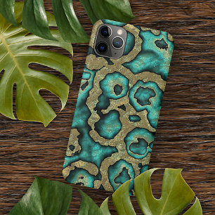Funky Türkis Grün Faux Gold Wirbel Kunst Muster iPhone 16 Pro Max Hülle