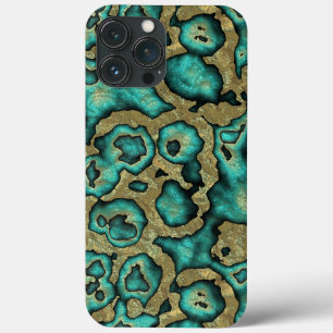 Funky Turquoise Green Imitate Gold Wirbel Art Patc Case-Mate iPhone Hülle