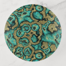 Funky Turquoise Green Imitate Gold Wirbel Muster
