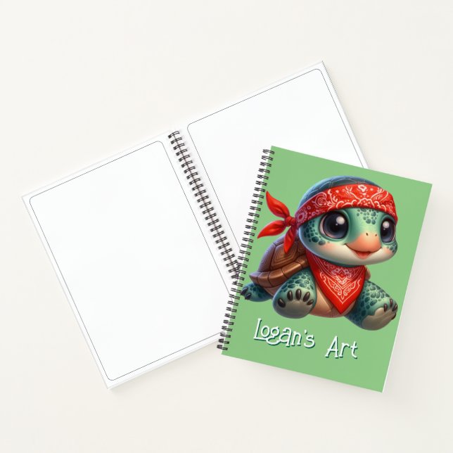 Funky Turtle Kinder Skizze  Notizbuch (Innenseite)