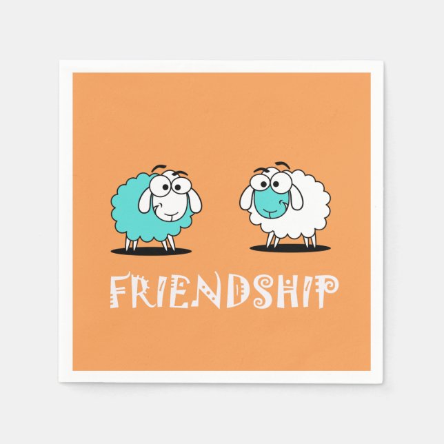 Funky Two Sheep Friendship Paper Napkin Serviette (Vorderseite)