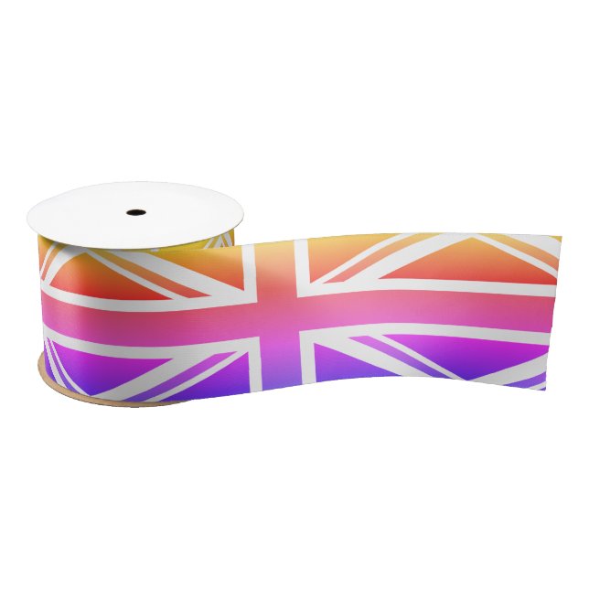 Funky UK & Vintag British Flag / Vereinigtes König Satinband (Spule)