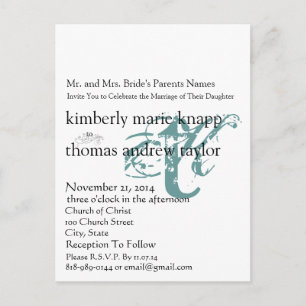 Funky UpBeat Moderne Monogram Wedding Einladung