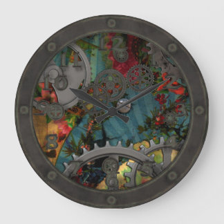 Funky Viktorianisch Pewter Steampunk Große Wanduhr