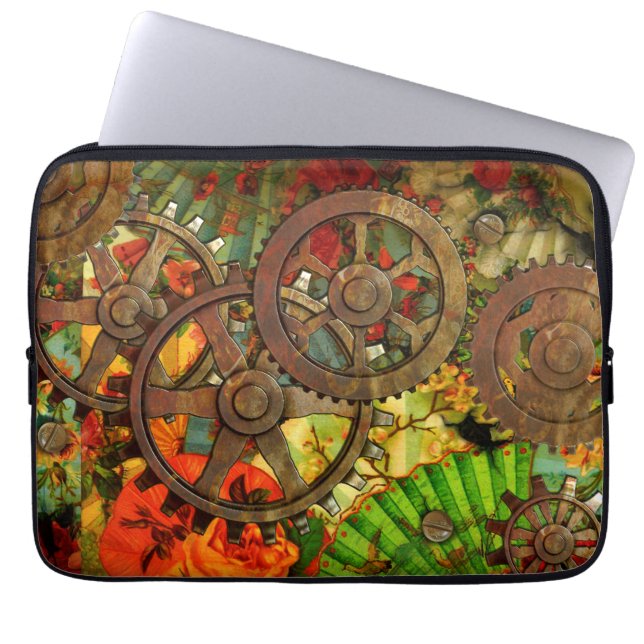 Funky viktorianisches Steampunk-Design Laptopschutzhülle (Vorderseite)