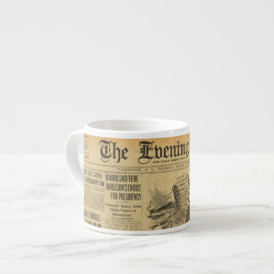 Funky Vintag Newspaper Espresso Tasse! Espressotasse