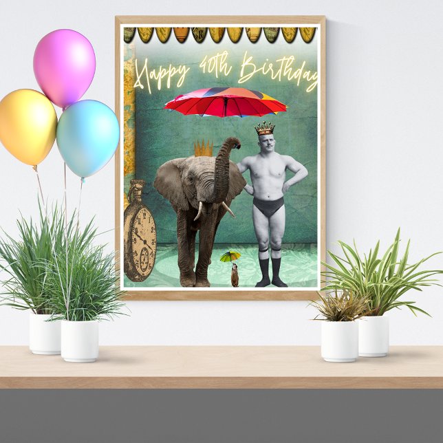 Funky Vintag Strongman 40. Geburtstag Poster (Von Creator hochgeladen)