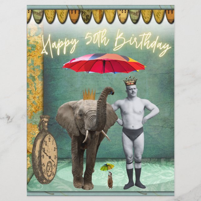 Funky Vintag Strongman 50. Geburtstag Scrapbooking (Vorderseite)