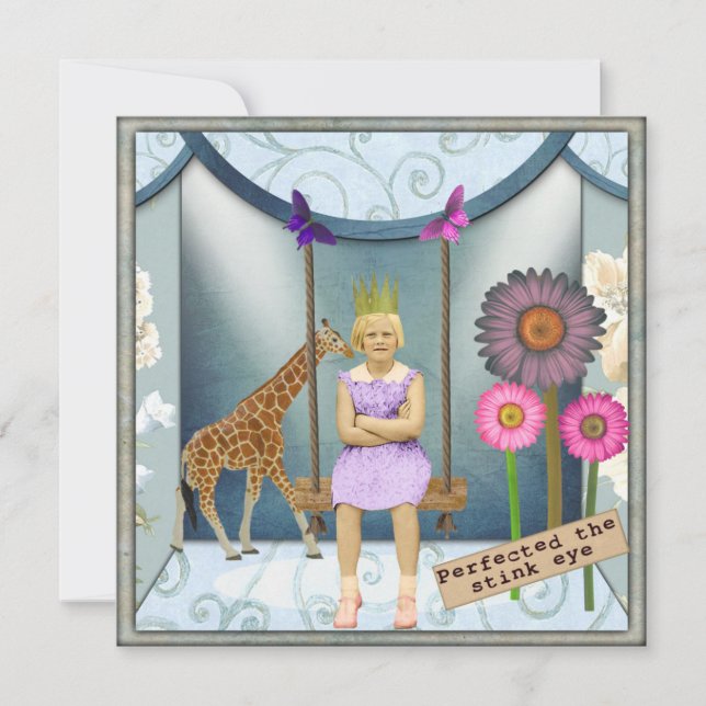 Funky Vintage Kid veränderte Art Collage-Flat-Kart (Vorderseite)