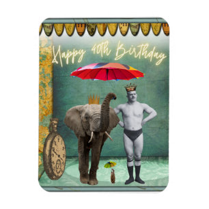 Funky Vintage Kraftprotz 40. Geburtstag Magnet