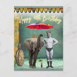 Funky Vintage Kraftprotz 40. Geburtstag Postkarte
