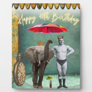 Funky Vintage Strongman 40th Birthday Fotoplatte