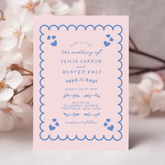 Funky Wave Doodle Illustrierte handgeschriebene Ho Einladung (Von Creator hochgeladen)