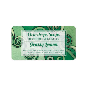 Funky waves green handmade soap personalisiert adressaufkleber