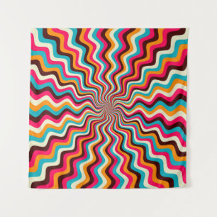 Funky-wellige mehrfarbige Sonnenstrahlen-Hintergru Wandteppich