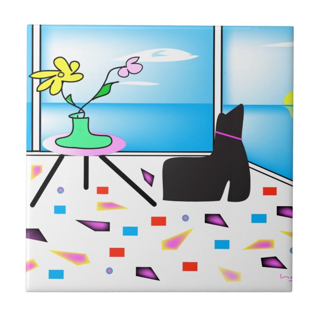 Funky Whimsical Colorful Miami, Grafik Fliese (Vorderseite)