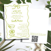 Funky Whimsical Green Martini QR Code Babydusche