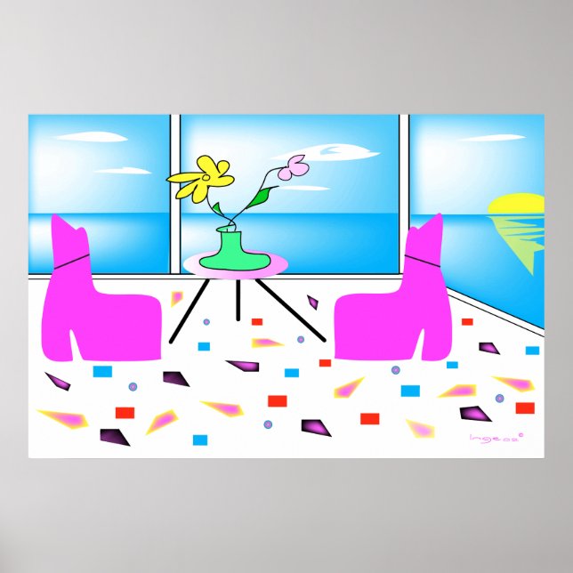 Funky Whimsical Miami Colorful Poster (Vorne)