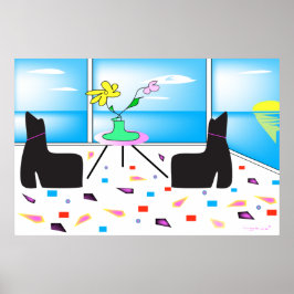 Funky Whimsical Ocean View farbenfroh Poster