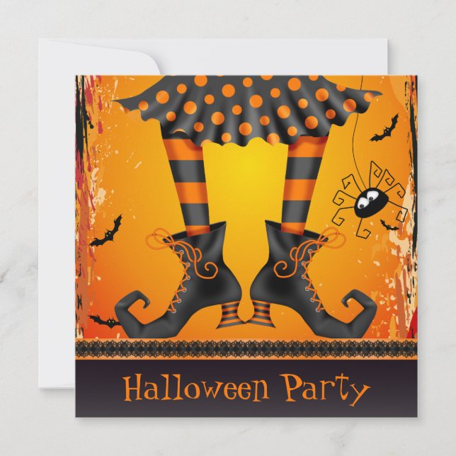 Funky Whimsical Witz Legs Halloween-Party Einladung (Vorderseite)