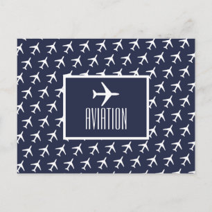 Funky White Flugzeug Pilot Aviation Postcard Ankündigungspostkarte