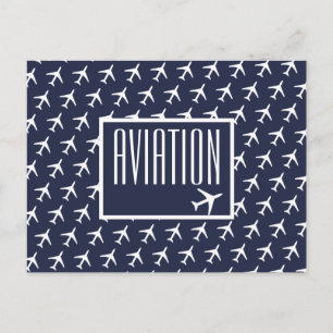 Funky White Flugzeug Pilot Aviation Postcard Ankündigungspostkarte