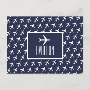 Funky White Flugzeug Pilot Aviation Postcard Ankündigungspostkarte
