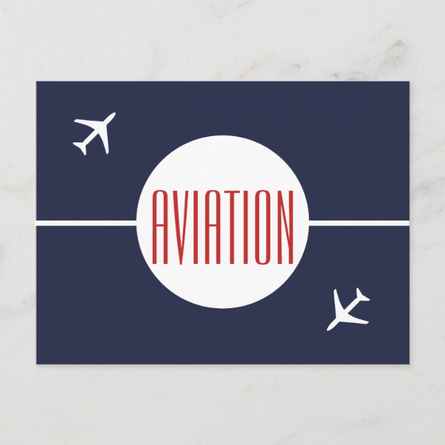 Funky White Flugzeug Pilot Aviation Postcard Ankündigungspostkarte (Vorderseite)