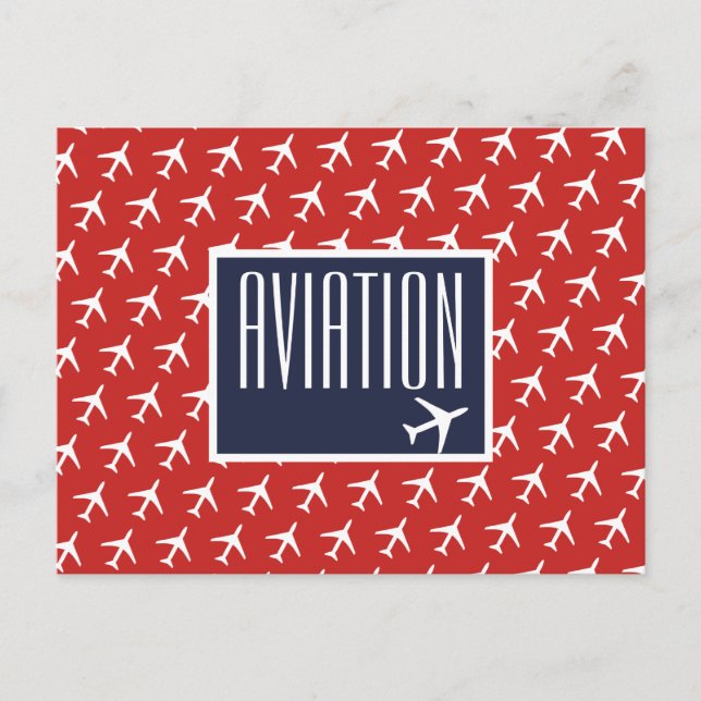 Funky White Flugzeug Pilot Aviation Postcard Ankündigungspostkarte (Vorderseite)