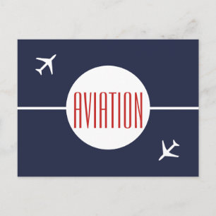 Funky White Flugzeug Pilot Aviation Postkarte