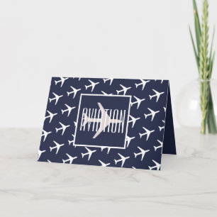 Funky White Flugzeug Pilot Flying Greeting Card Karte